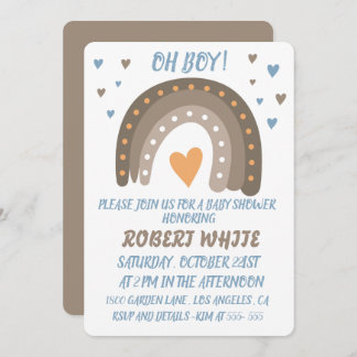 Invitación Blue Rainbow Baby Shower Boy