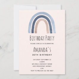 Invitación Blue Rainbow Boho Design Cumpleaños