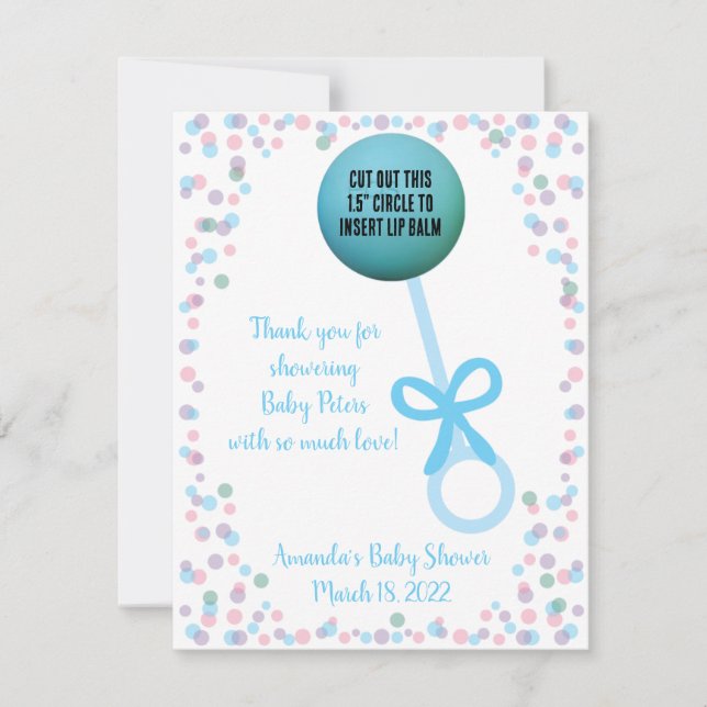 Invitación Blue Rattle EOS Lip Balm Baby Shower Favor (Anverso)