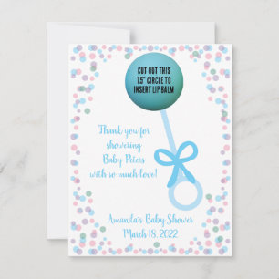Invitación Blue Rattle EOS Lip Balm Baby Shower Favor