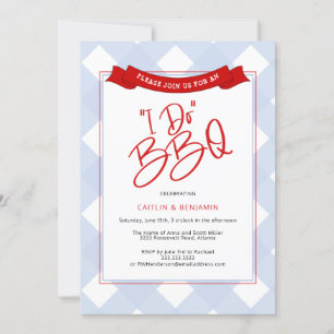 Invitación Blue Red Buffalo Plaid I Do BBQ Bridal Shower Invi