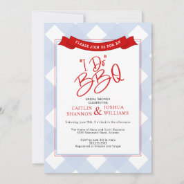 Invitación Blue Red Plaid I Do BBQ Brillante Shower