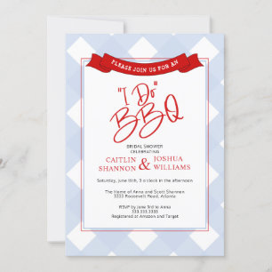 Invitación Blue Red Plaid I Do BBQ Brillante Shower