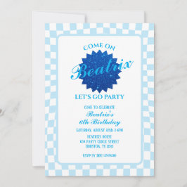 Invitación Blue Retro Doll Birthday