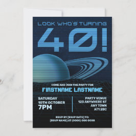 Invitación Blue Retrowave 40th Birthday Party Invitation