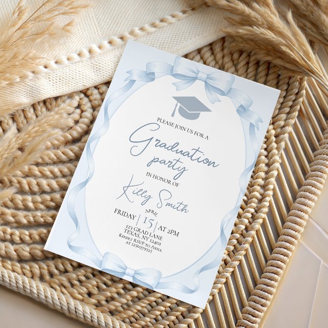 Invitación Blue Ribbon Bow Graduation Invitation (Subido por el creador)