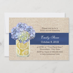Invitación Blue Ribbon Hydrangea & Mason Jar Bridal Shower