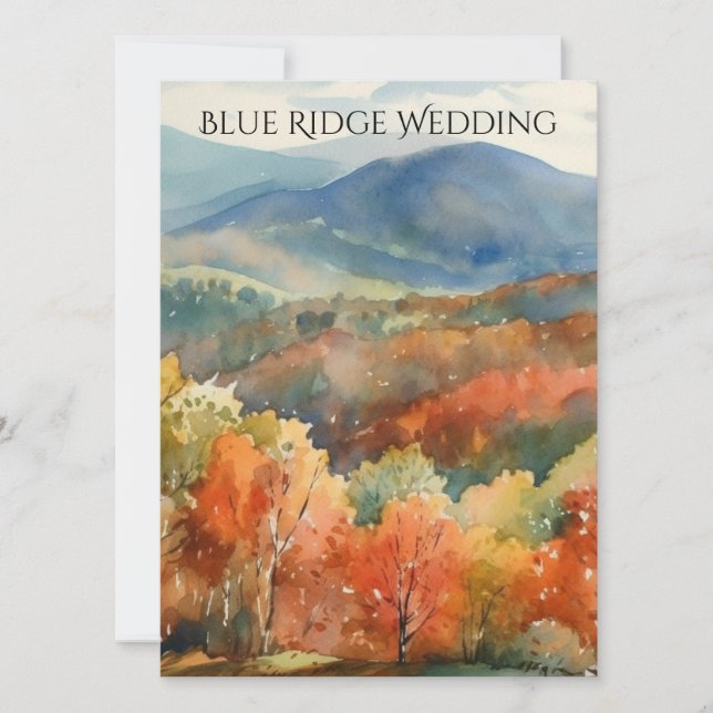 Invitación Blue Ridge Mountains Fall Watercolor Wedding  (Anverso)