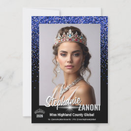 Invitación Blue Royale Pageant Autograph Card | QR Code