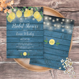 Invitación Blue Rustic String ilumina a Lemons Bridal Shower