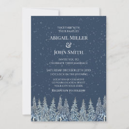 Invitación Blue Rustic Winter Forest Wedding Invitations