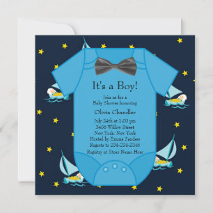 Invitación Blue Sailboat Baby Boy Shower