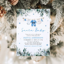 Blue Santa Baby Navidades Clothesline Baby Shower