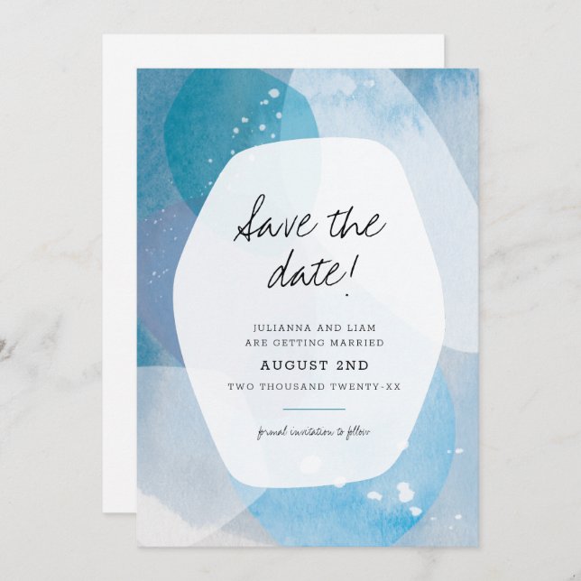 Invitación Blue Save the Date del Pacífico (Anverso / Reverso)