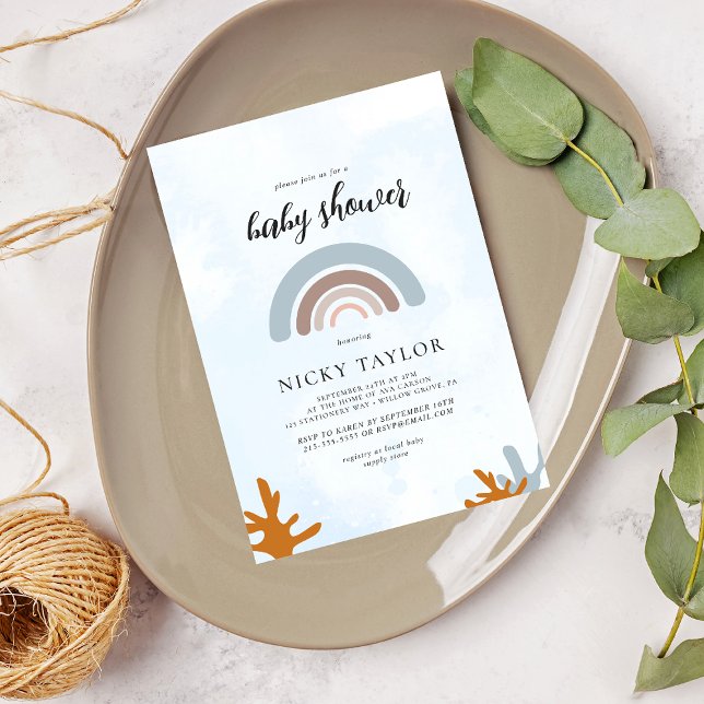 Invitación Blue Sea Boho Rainbow Baby Shower (Subido por el creador)