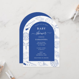Invitación Blue Sea Shells Beach Summer Arch Baby Shower