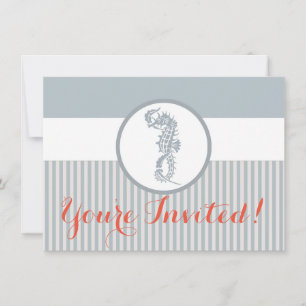Invitación Blue Seahorse Blue Classic Nautical Elegant