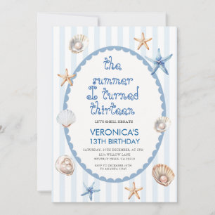 Invitación Blue Seashell El verano que cumplí trece cumpleaño