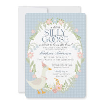 Blue Silly Goose Floral Gingham Baby Shower