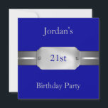 Invitación Blue Silver 21st Elegant Men Birthday Party<br><div class="desc">Fabulosos eventos elegantes para mujeres, Chicas, Fiestas invitados para todas las edades, sólo personalizar a la edad que usted quiere! Invitaciones a fiestas de cumpleaños 21, invitaciones a fiestas de cumpleaños 20, invitaciones a fiestas de cumpleaños 30, invitaciones a fiestas de cumpleaños 40, invitaciones a fiestas de cumpleaños 50, invitaciones...</div>