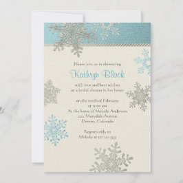 Invitación Blue Silver Ivory Snowflake Wind Bridal Shower