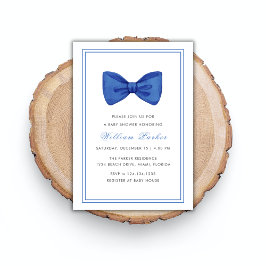 Invitación Blue Simple Minimalista Bow Boy Baby Shower