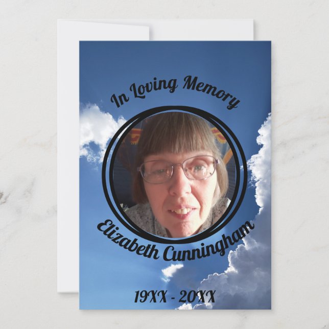Invitación Blue Sky Clouds Sun Rays Photo Memorial Program (Anverso)