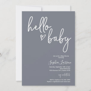 Invitación Blue Slate Minimalista Modern Boho Baby Shower 