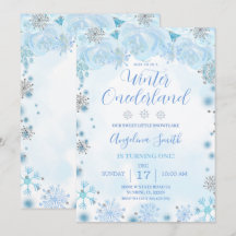 Blue Snowflake Birthday Winter Onederland