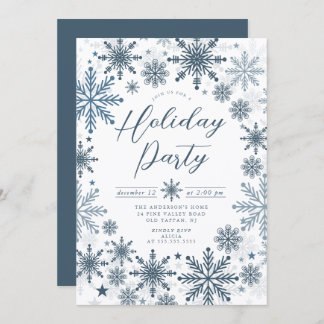 Invitación Blue Snowflake Holiday Party Invitation