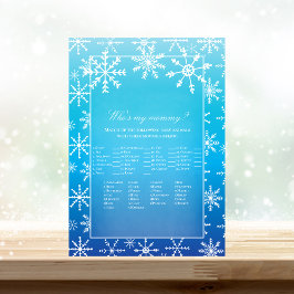 Invitación Blue Snowflake Quién es mi mami juego de Baby Show