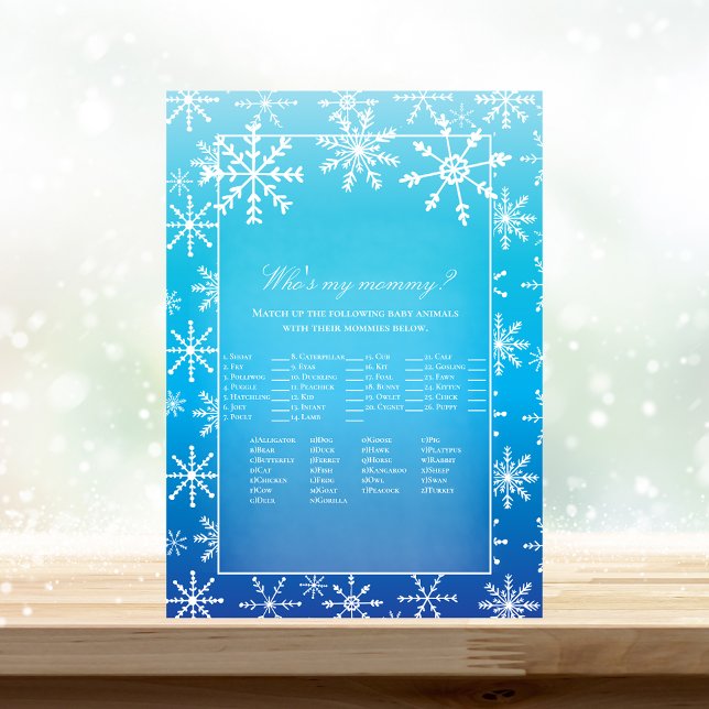Invitación Blue Snowflake Quién es mi mami juego de Baby Show (Subido por el creador)