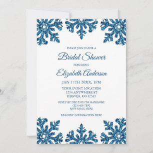 Invitación Blue Snowflake Winter Bridal Shower