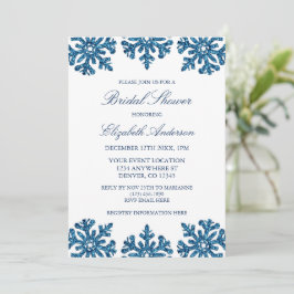 Invitación Blue Snowflake Winter Bridal Shower
