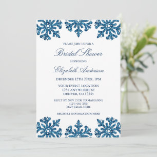 Invitación Blue Snowflake Winter Bridal Shower