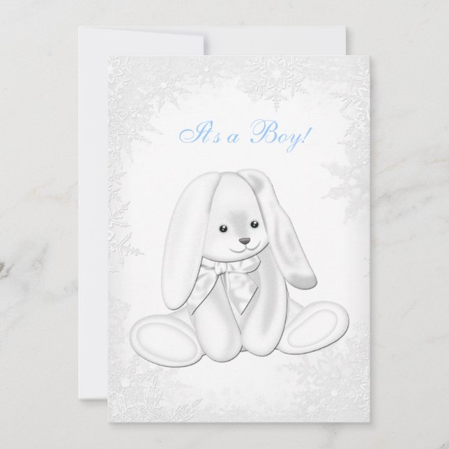 Invitación Blue Snowflake Winter Wonderland Baby Boy Shower (Anverso)