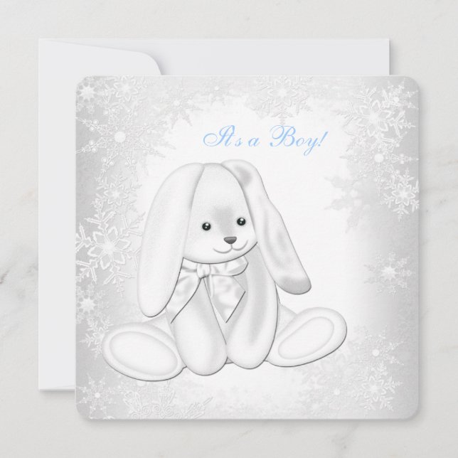 Invitación Blue Snowflake Winter Wonderland Baby Boy Shower (Anverso)