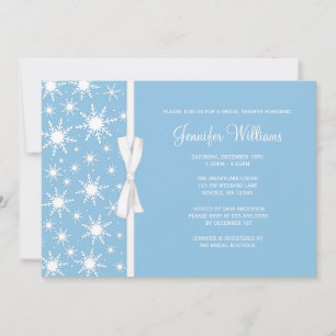 Invitación Blue Snowflakes Bridal Winter Blue Bow