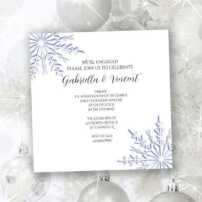 Invitación Blue Snowflakes en White Winagement Party (Subido por el creador)