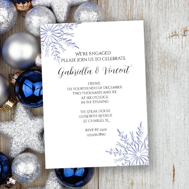 Invitación Blue Snowflakes en White Winagement Party (Subido por el creador)