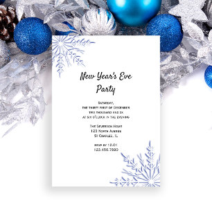 Invitación Blue Snowflakes on White New Yve Fiesta