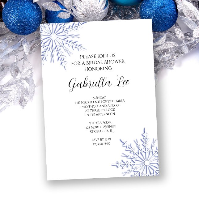 Invitación Blue Snowflakes on White Windal Bridal Shower (Subido por el creador)