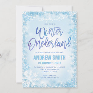 Invitación Blue Snowflakes Winter Birthday