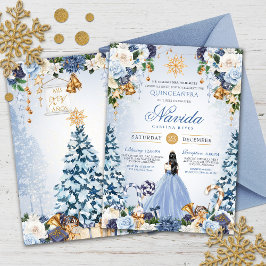 Invitación Blue Snowly Winter Princess Holiday Quinceanera