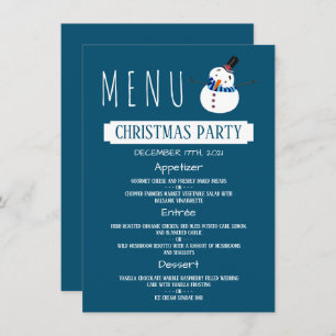 Invitación Blue Snowman, menú Fiesta Navidades