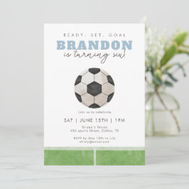 Invitación Blue Soccer Ball Boys 6th Birthday Party Sports