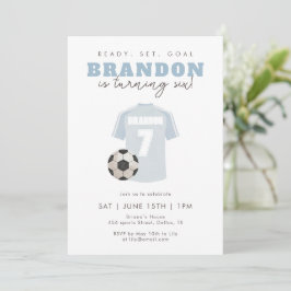 Invitación Blue Soccer Jersey Boys 7th Birthday Party Sports