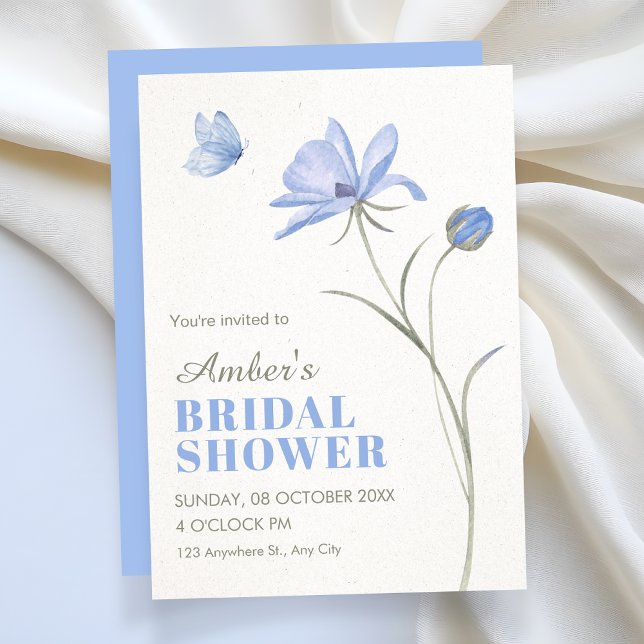 Invitación Blue soft flower bridal shower (Subido por el creador)