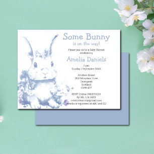 Invitación Blue Some Bunny viene Baby Shower 