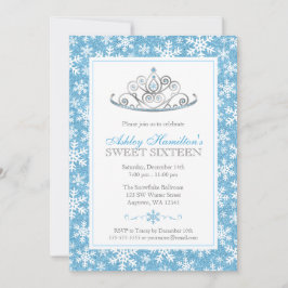 Invitación Blue Sparkle Princess Winter Wonderland Sweet 16